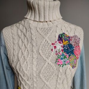 Liberty Art Fabric Upcycled Vintage 90s Cotton Sweater Cottagecore Size Sm/Md